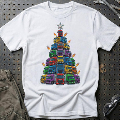 Iveco Lastbil Juletræ Christmas Tree - Unisex T-Shirt-Beklædning-Iveco-Hvid-S-Garage Culture Shop- garage - man cave - merchandise