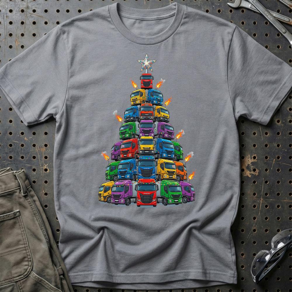 Iveco Lastbil Juletræ Christmas Tree - Unisex T-Shirt-Beklædning-Iveco-Grå Sport-S-Garage Culture Shop- garage - man cave - merchandise