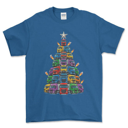 Iveco Lastbil Juletræ Christmas Tree - Unisex T-Shirt-Beklædning-Iveco-Blå Royal-S-Forside-Garage Culture Shop- garage - man cave - merchandise