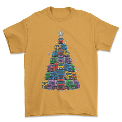 Iveco Lastbil Juletræ Christmas Tree - Unisex T-Shirt-Beklædning-Iveco-Guld-S-Forside-Garage Culture Shop- garage - man cave - merchandise