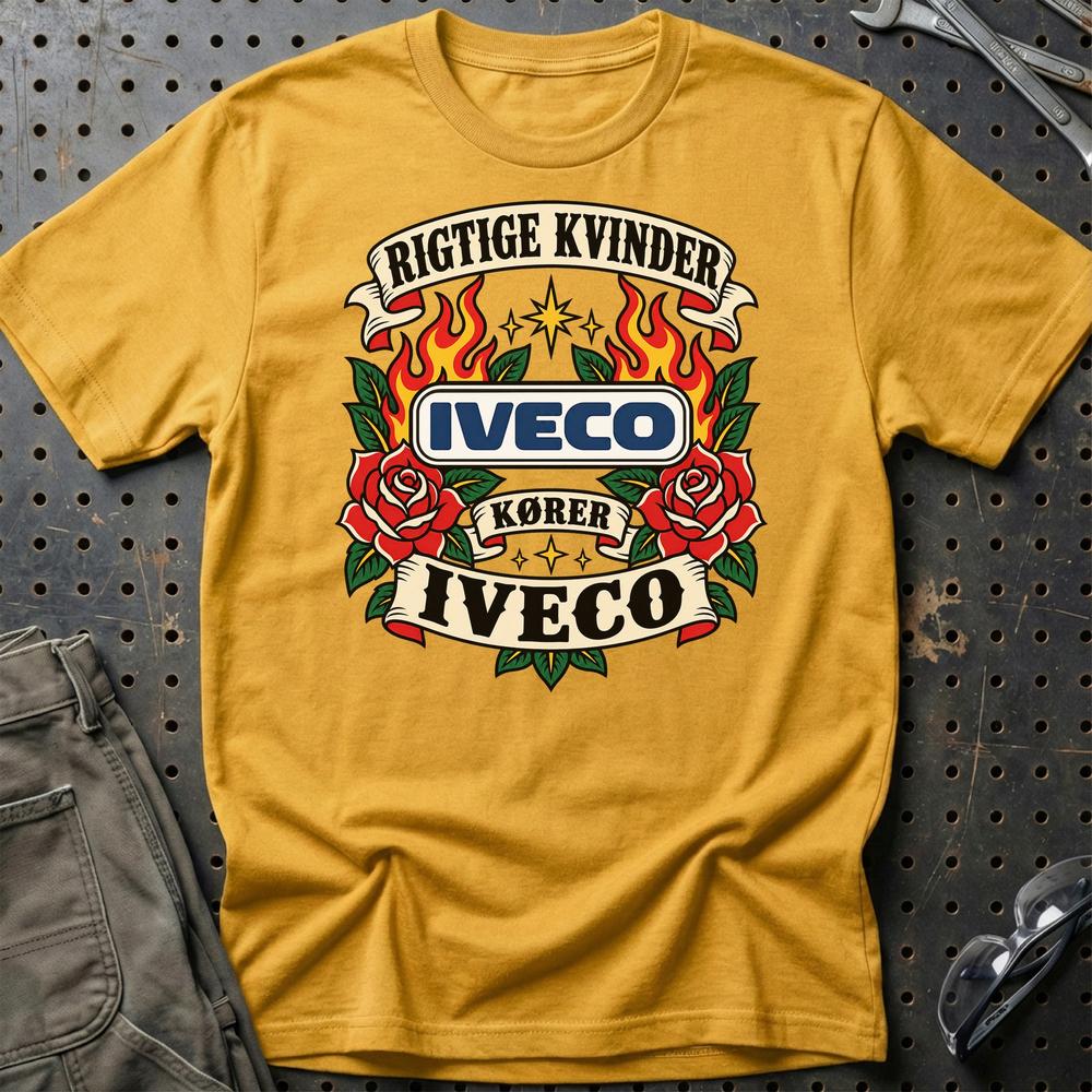 
Produktbillede af Iveco Rigtige Kvinder Kører – Roser og Flammer T-Shirt