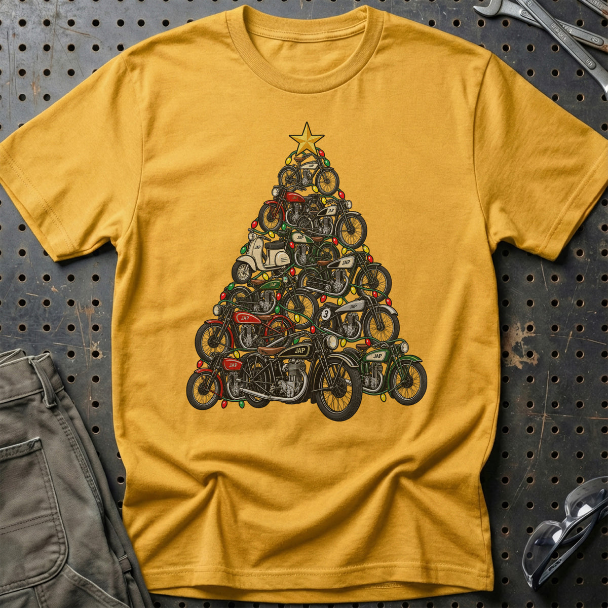 JAP Juletræ T-Shirt-Beklædning-JAP-Guld-S-Garage Culture Shop- garage - man cave - merchandise