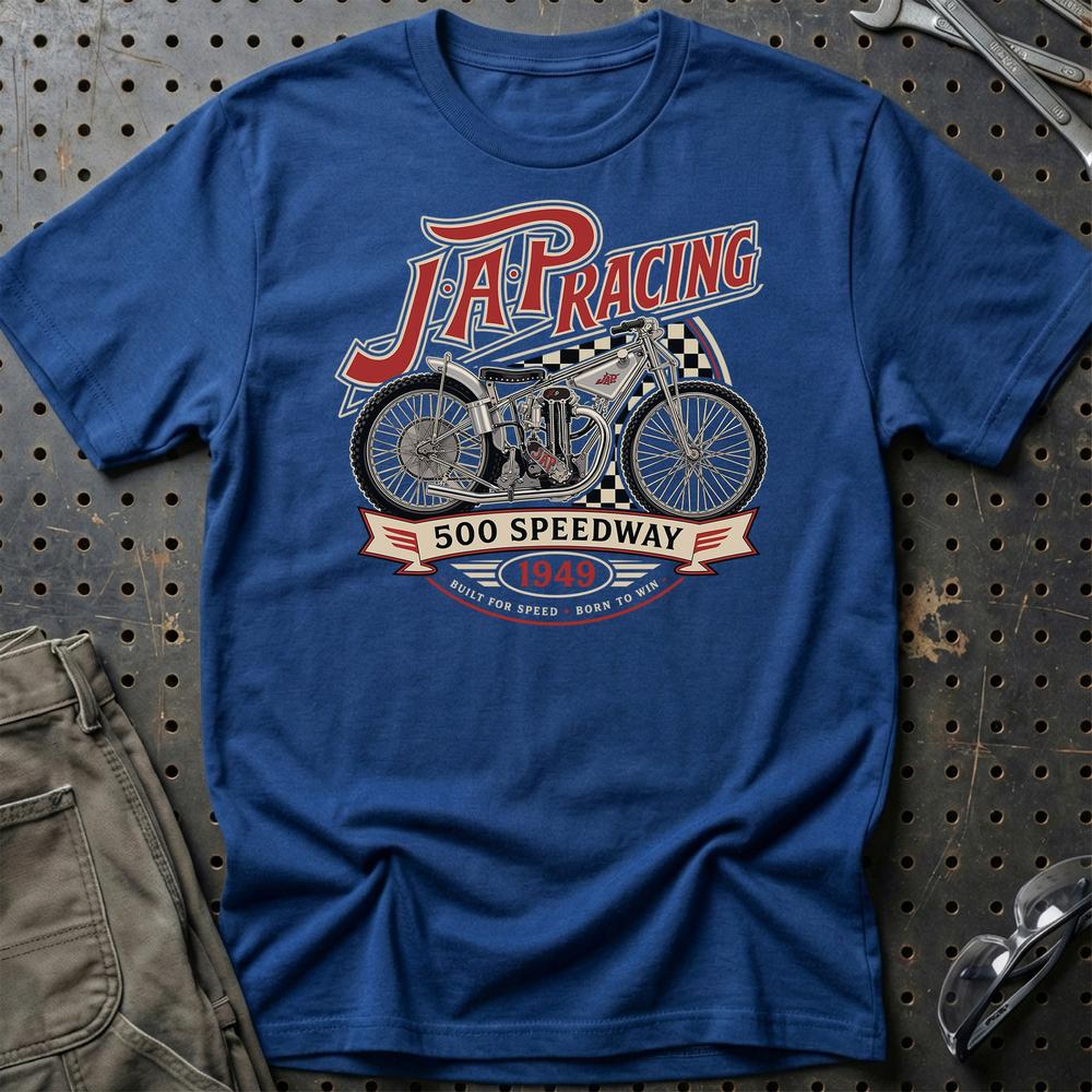 JAP Racing Motorcycles Unisex T-Shirt , Bomuld (Copy)-Beklædning-JAP-Blå Royal-S-Garage Culture Shop- garage - man cave - merchandise