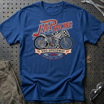 JAP Racing Motorcycles Unisex T-Shirt , Bomuld (Copy)-Beklædning-JAP-Blå Royal-S-Garage Culture Shop- garage - man cave - merchandise