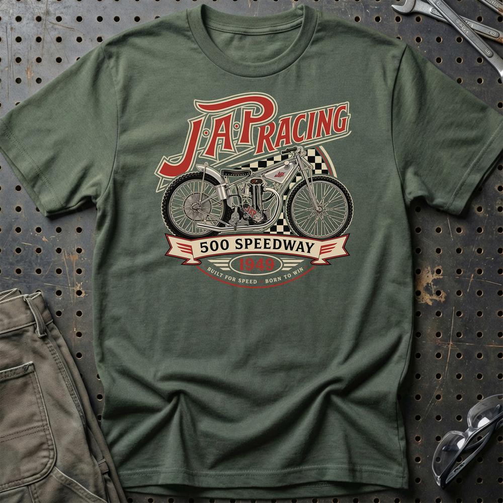 JAP Racing Motorcycles Unisex T-Shirt , Bomuld (Copy)-Beklædning-JAP-Grøn Militær-S-Garage Culture Shop- garage - man cave - merchandise