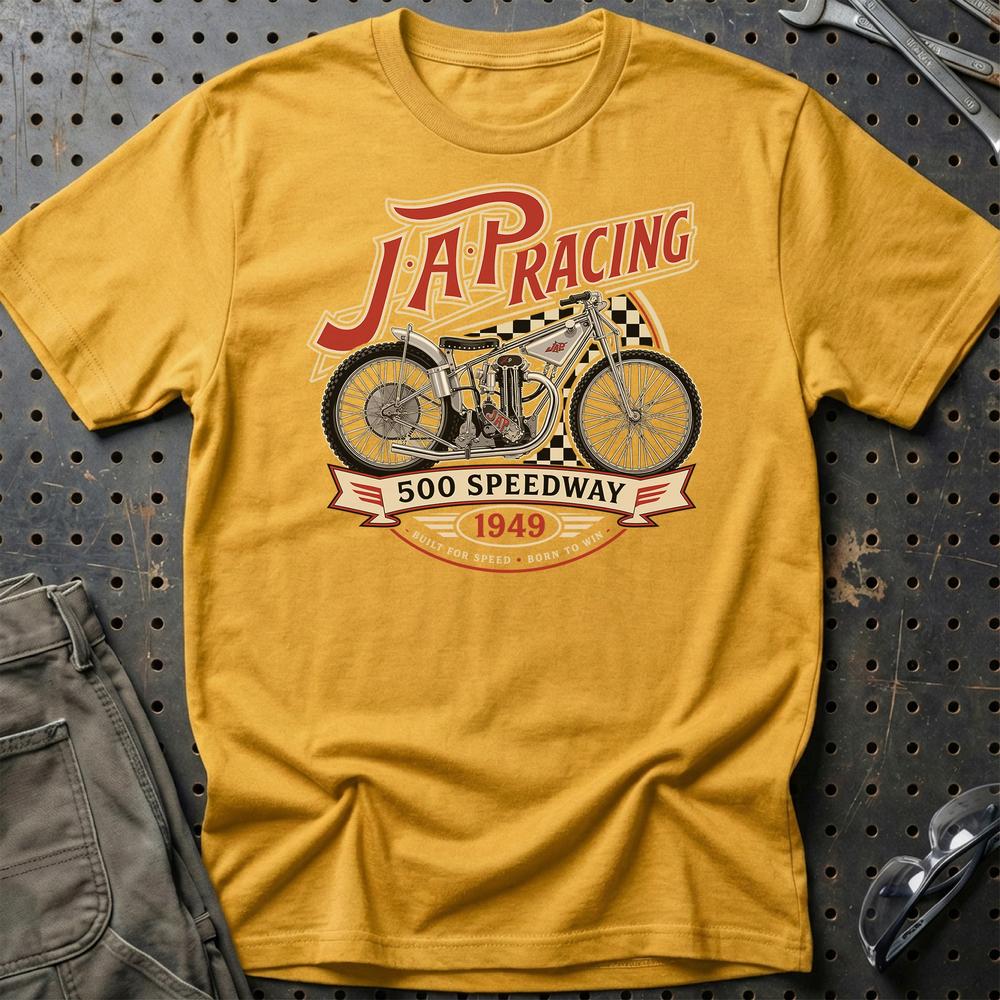 JAP Racing Motorcycles Unisex T-Shirt , Bomuld (Copy)-Beklædning-JAP-Guld-S-Garage Culture Shop- garage - man cave - merchandise