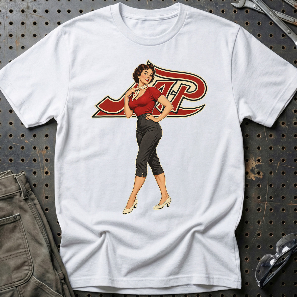 JAP Retro Pinup T-Shirt-Beklædning-JAP-Hvid-S-Garage Culture Shop- garage - man cave - merchandise