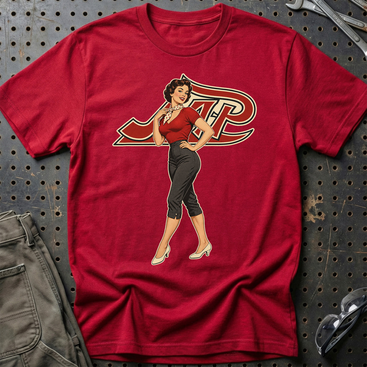 JAP Retro Pinup T-Shirt-Beklædning-JAP-Rød-S-Garage Culture Shop- garage - man cave - merchandise