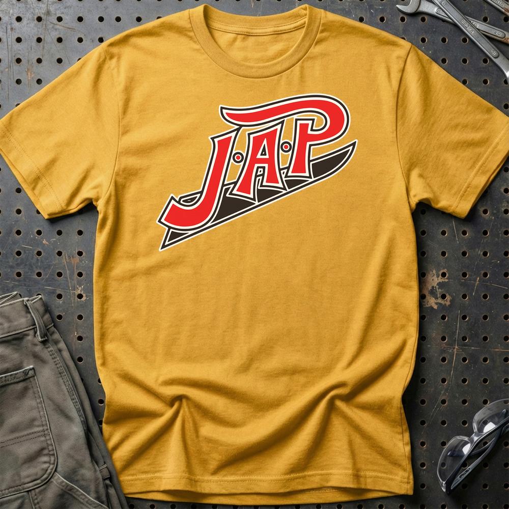 JAP motorcycles Unisex T-Shirt , Bomuld-Beklædning-JAP-Guld-S-Garage Culture Shop- garage - man cave - merchandise