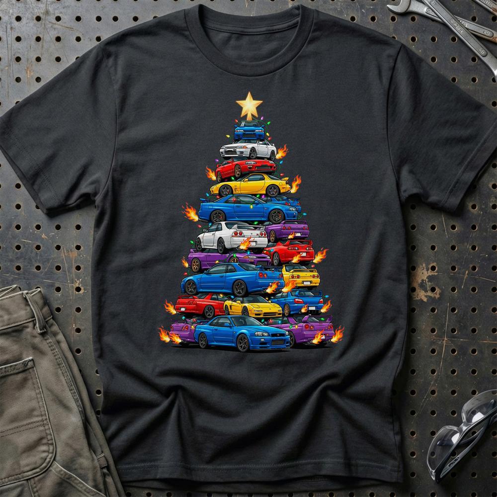 JDM Juletræ Christmas Tree T-Shirt-Beklædning-JDM-Sort-S-Garage Culture Shop- garage - man cave - merchandise