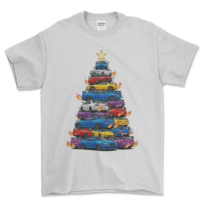 JDM Juletræ Christmas Tree - Unisex T-Shirt-Beklædning-JDM-Hvid-S-Forside-Garage Culture Shop- garage - man cave - merchandise