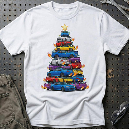 JDM Juletræ Christmas Tree - Unisex T-Shirt-Beklædning-JDM-Hvid-S-Garage Culture Shop- garage - man cave - merchandise
