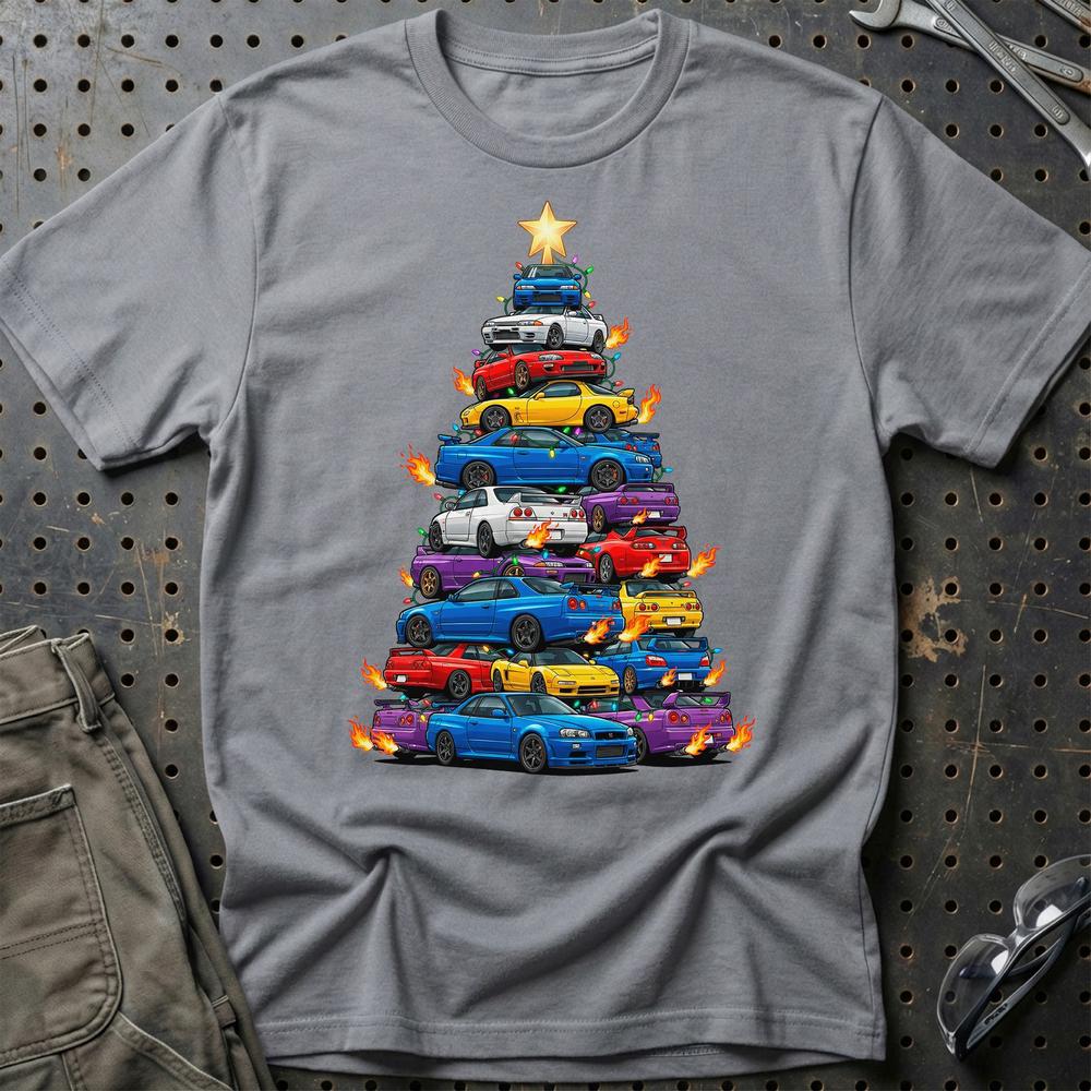 JDM Juletræ Christmas Tree - Unisex T-Shirt-Beklædning-JDM-Grå Sport-S-Garage Culture Shop- garage - man cave - merchandise
