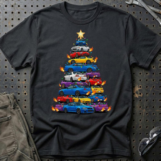 JDM Juletræ Christmas Tree - Unisex T-Shirt-Beklædning-JDM-Sort-S-Garage Culture Shop- garage - man cave - merchandise