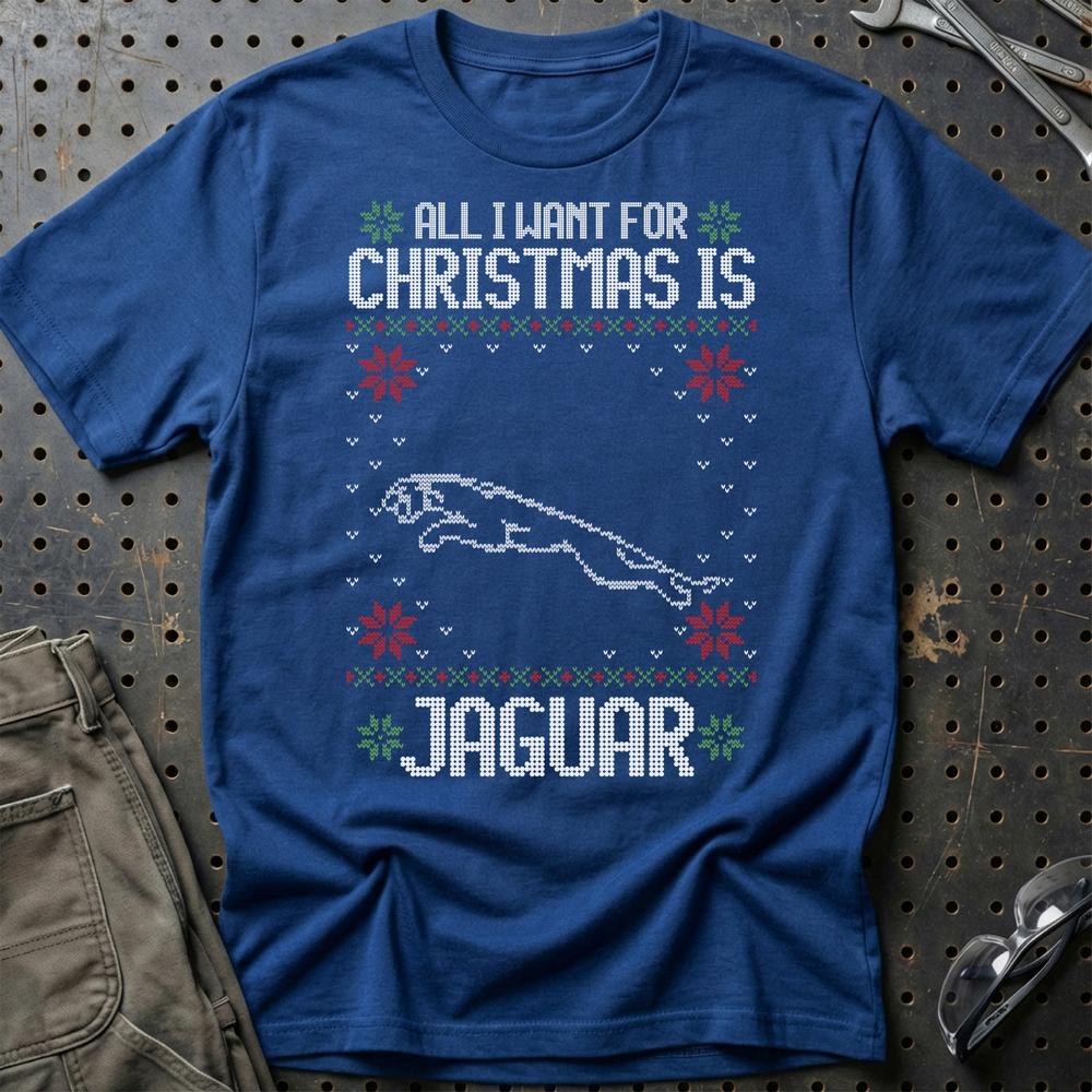 Jaguar - All I Want For Christmas T-Shirt-Beklædning-Jaguar-Blå Royal-S-Garage Culture Shop- garage - man cave - merchandise