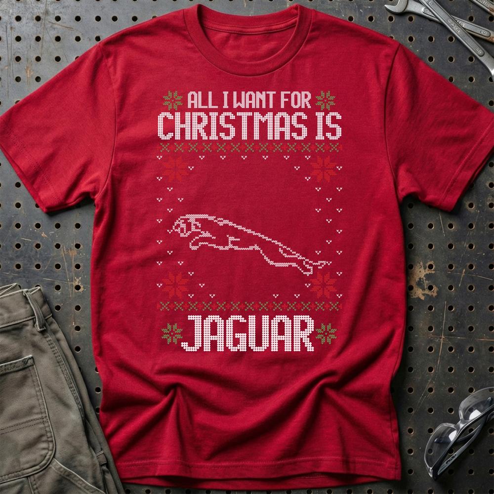 Jaguar - All I Want For Christmas T-Shirt-Beklædning-Jaguar-Rød-S-Garage Culture Shop- garage - man cave - merchandise