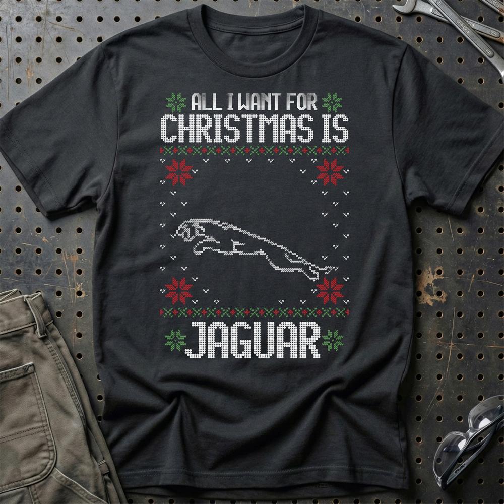 Jaguar - All I Want For Christmas T-Shirt-Beklædning-Jaguar-Sort-S-Garage Culture Shop- garage - man cave - merchandise