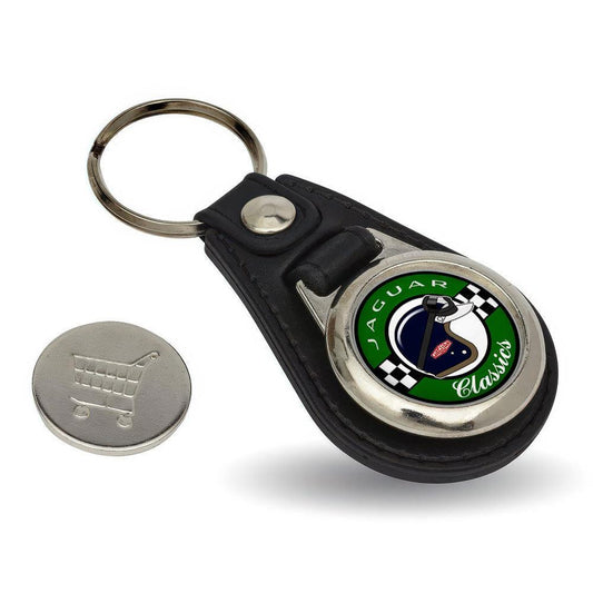 Jaguar Classics - Nøglering med Indkøbsvognsmønt – Metal & Kunstlæder-Nøglering-Jaguar-Garage Culture Shop- garage - man cave - merchandise