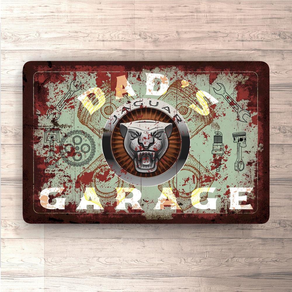 Jaguar Dads Garage Vintage Skilte, Musemåtte, Dørmåtte-Skilte-Jaguar-Garage Culture Shop- garage - man cave - merchandise