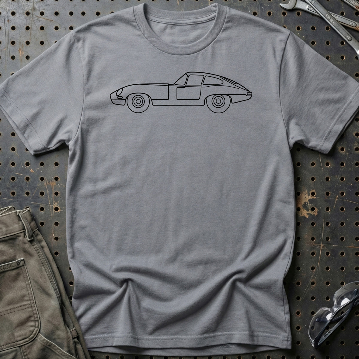 Jaguar E-Type Coupe 1961 Outline T-Shirt-Beklædning-Jaguar-Grå Sport-S-Garage Culture Shop- garage - man cave - merchandise