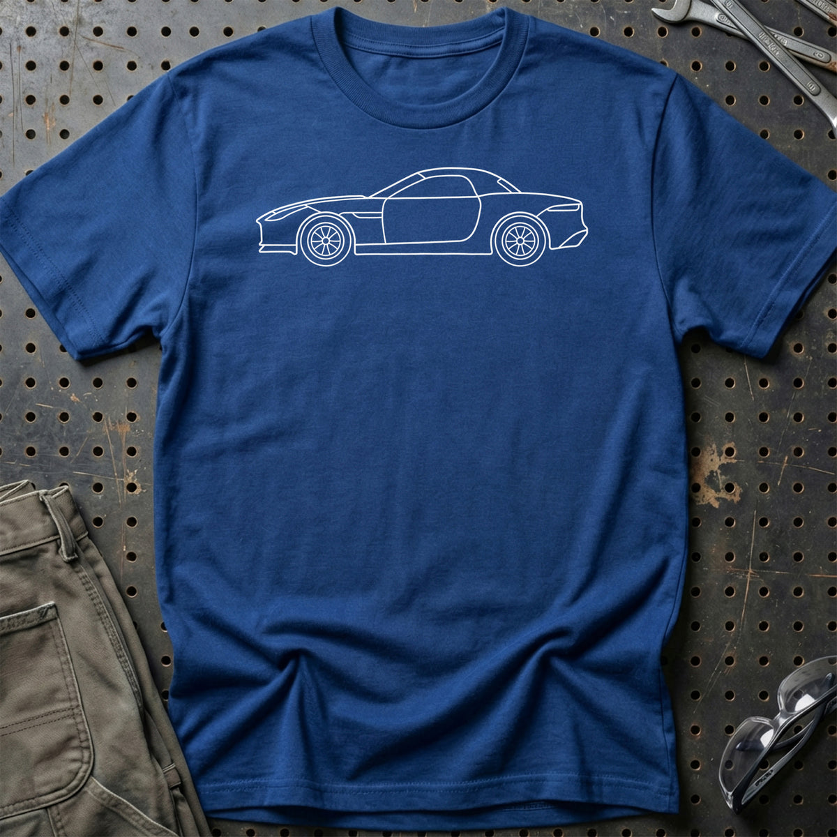 Jaguar F-Type Convertible Outline T-Shirt-Beklædning-Jaguar-Blå Royal-S-Garage Culture Shop- garage - man cave - merchandise