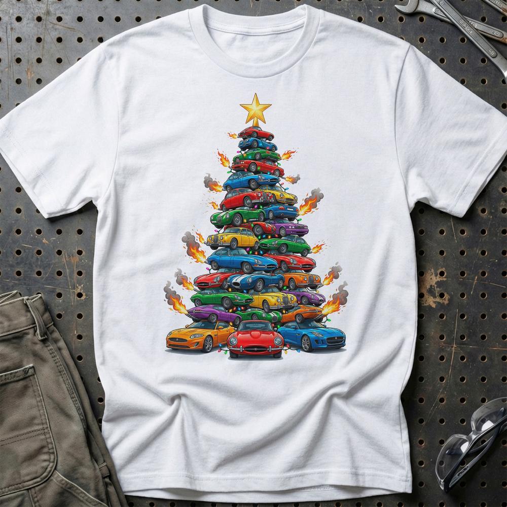 Jaguar Juletræ Christmas Tree T-Shirt-Beklædning-Jaguar-Hvid-S-Garage Culture Shop- garage - man cave - merchandise