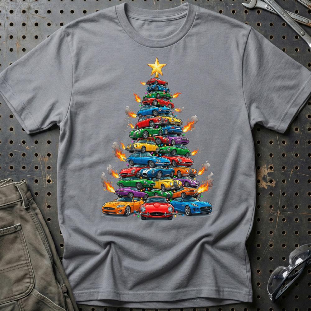 Jaguar Juletræ Christmas Tree T-Shirt-Beklædning-Jaguar-Grå Sport-S-Garage Culture Shop- garage - man cave - merchandise