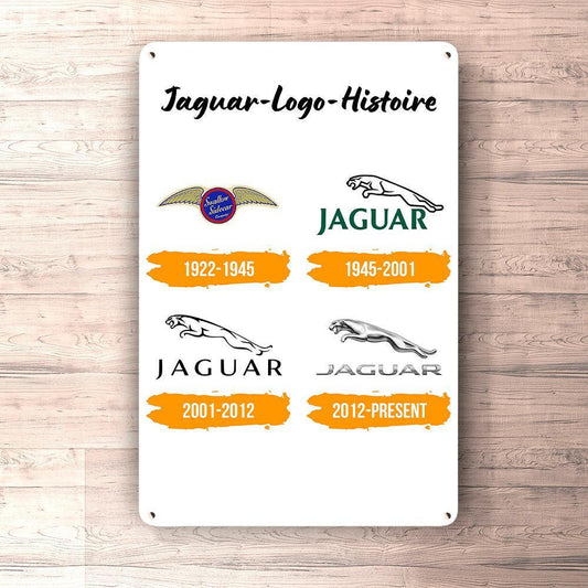 Jaguar Logo Histoire Skilte, Musemåtte, Dørmåtte-Skilte-Jaguar-Garage Culture Shop- garage - man cave - merchandise