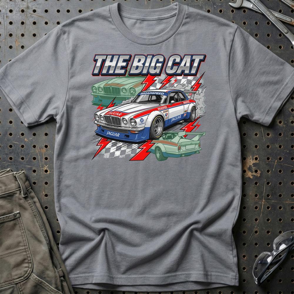 Jaguar XJ Racing Tee - Klassisk Britisk Performance T-Shirt-Beklædning-Jaguar-Grå Sport-S-Garage Culture Shop- garage - man cave - merchandise