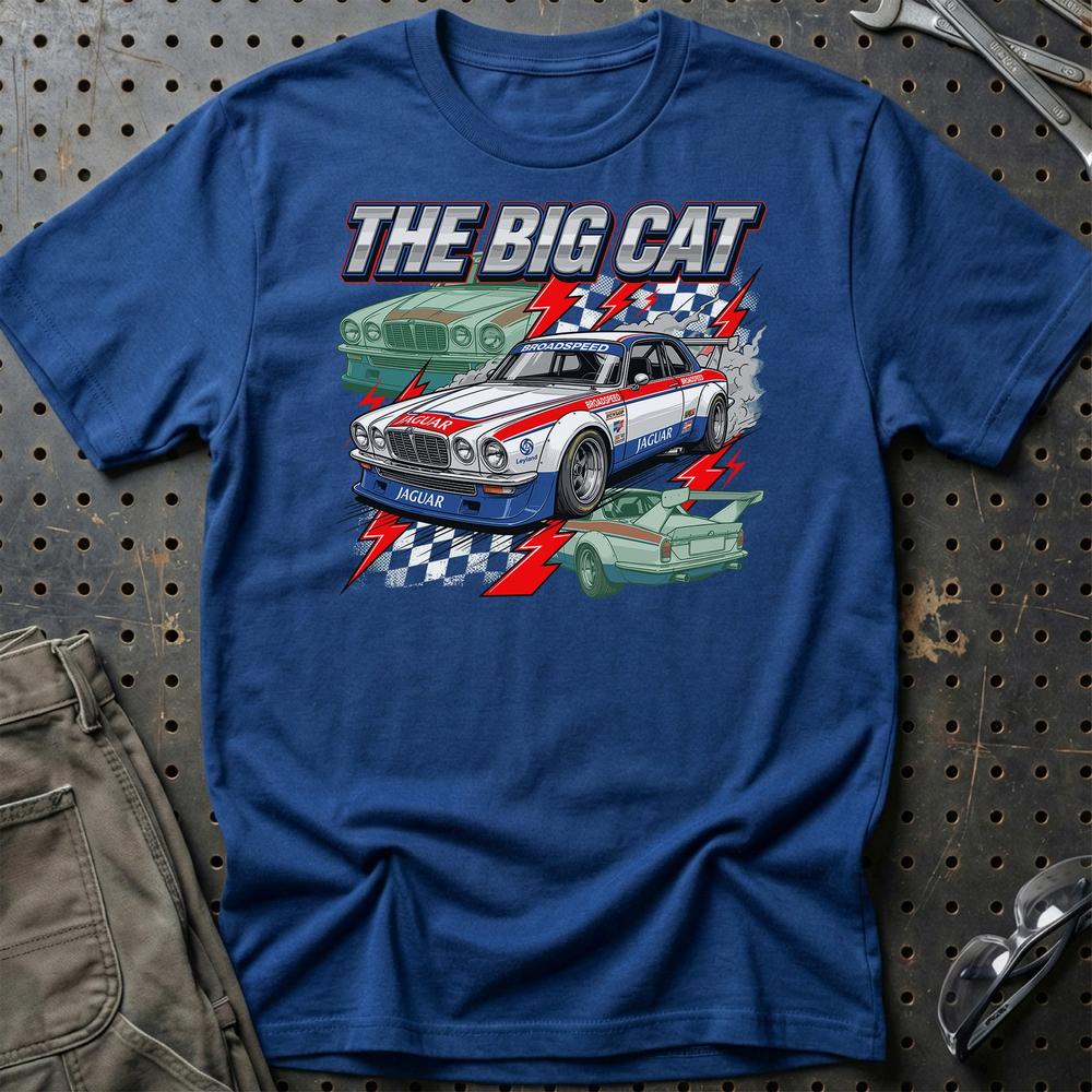 Jaguar XJ Racing Tee - Klassisk Britisk Performance T-Shirt-Beklædning-Jaguar-Blå Royal-S-Garage Culture Shop- garage - man cave - merchandise