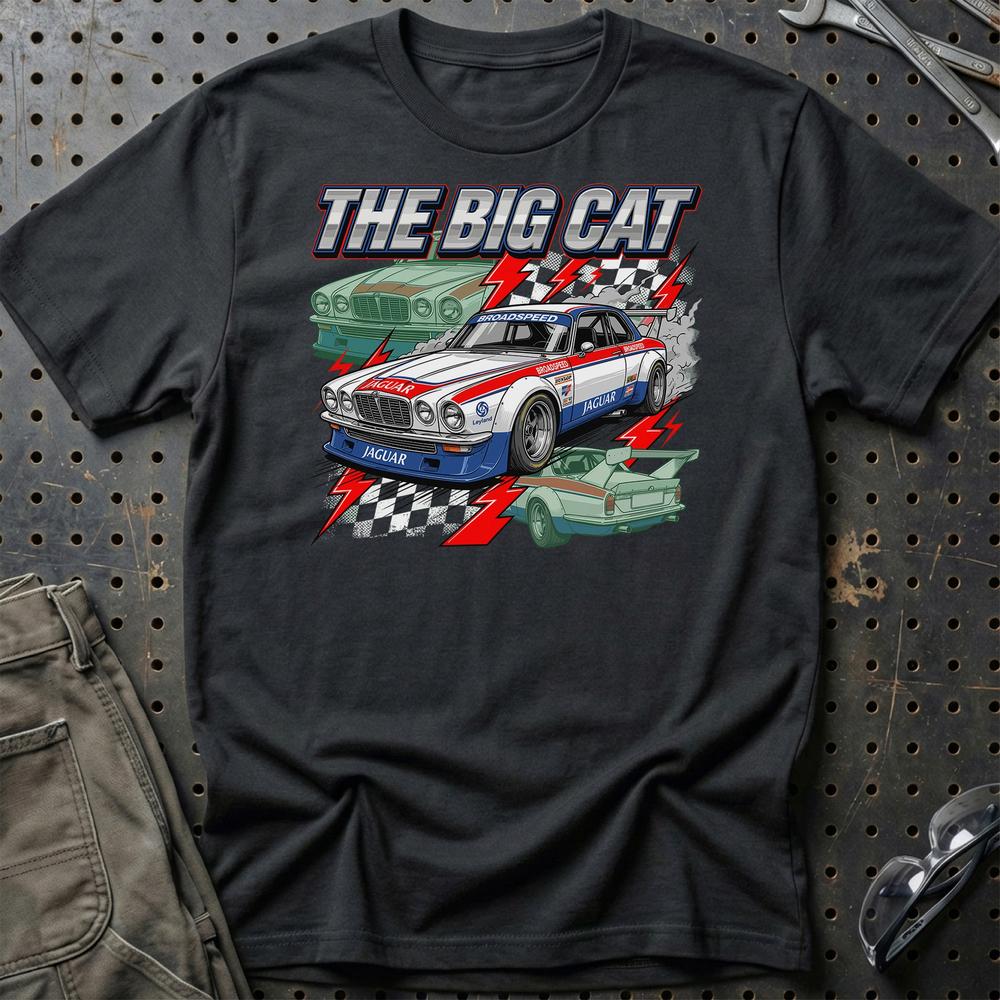 Jaguar XJ Racing Tee - Klassisk Britisk Performance T-Shirt-Beklædning-Jaguar-Sort-S-Garage Culture Shop- garage - man cave - merchandise