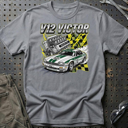 Jaguar XJS V12 T-Shirt – V12 Victor - Unisex T-Shirt-Beklædning-Jaguar-Grå Sport-S-Garage Culture Shop- garage - man cave - merchandise