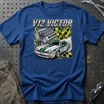 Jaguar XJS V12 T-Shirt – V12 Victor - Unisex T-Shirt-Beklædning-Jaguar-Blå Royal-S-Garage Culture Shop- garage - man cave - merchandise