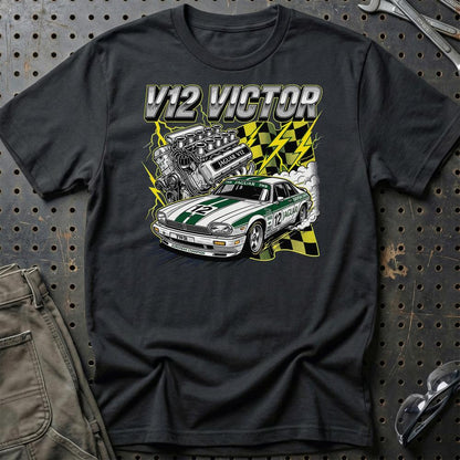 Jaguar XJS V12 T-Shirt – V12 Victor - Unisex T-Shirt-Beklædning-Jaguar-Sort-S-Garage Culture Shop- garage - man cave - merchandise
