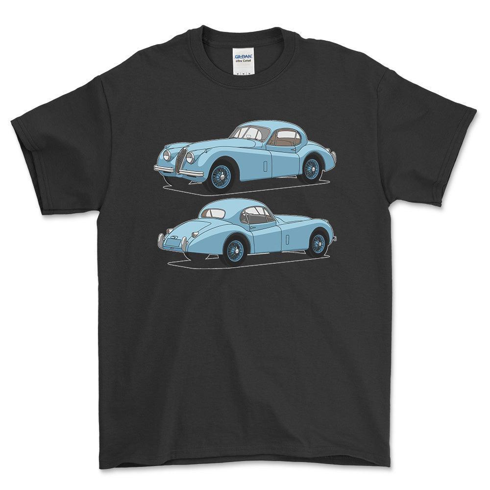 Jaguar XK 120 FHC 1953 - Unisex T-Shirt-Beklædning-Jaguar-Sort-S-Forside-Garage Culture Shop- garage - man cave - merchandise