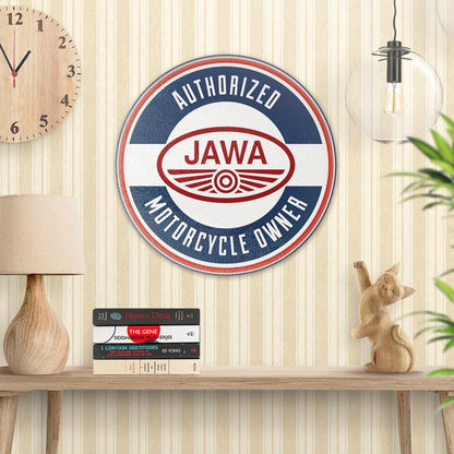 Jawa Authorized Motorcycle Owner, Runde Skilte , Musemåtte Rundt , Kop Underlag, Underlagssæt-Runde Skilte-Jawa-Garage Culture Shop- garage - man cave - merchandise