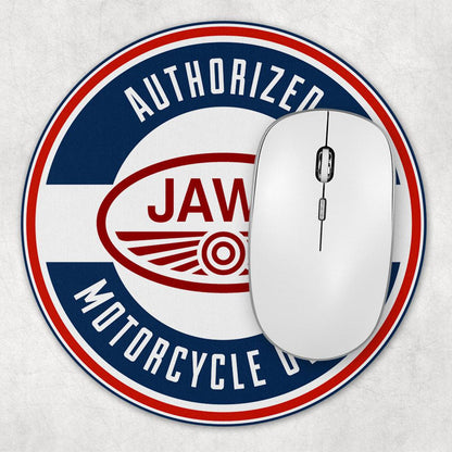 Jawa Authorized Motorcycle Owner, Runde Skilte , Musemåtte Rundt , Kop Underlag, Underlagssæt-Runde Skilte-Jawa-Garage Culture Shop- garage - man cave - merchandise