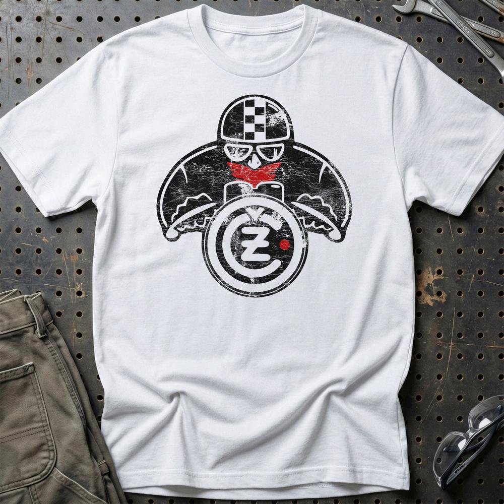 Jawa CZ Biker Vintage Style T-Shirt-Beklædning-Jawa-Hvid-S-Garage Culture Shop- garage - man cave - merchandise