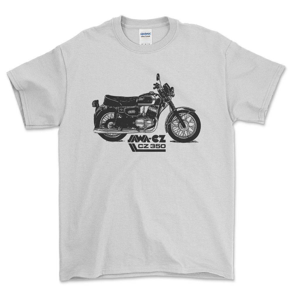Jawa Cz 350 Unisex T-Shirt , Bomuld-Beklædning-Jawa-Hvid-S-Forside-Garage Culture Shop- garage - man cave - merchandise
