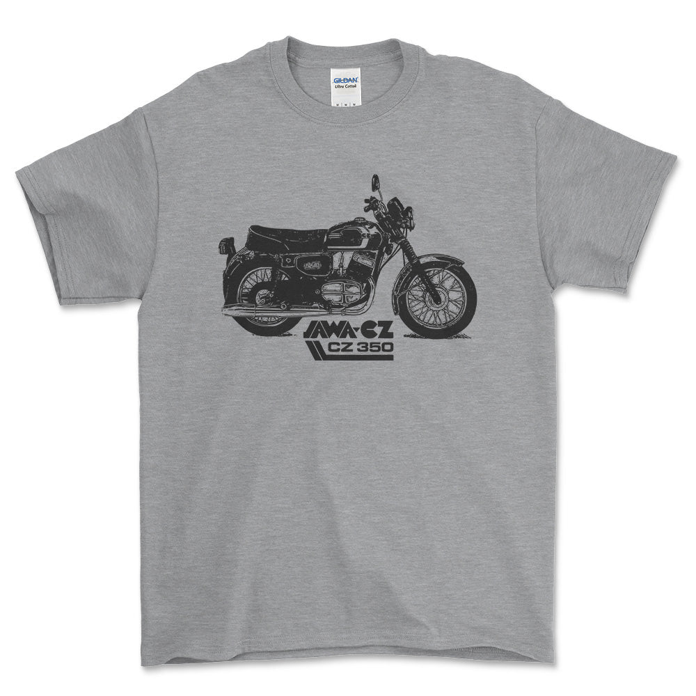 Jawa Cz 350 Unisex T-Shirt , Bomuld-Beklædning-Jawa-Grå Sport-S-Forside-Garage Culture Shop- garage - man cave - merchandise