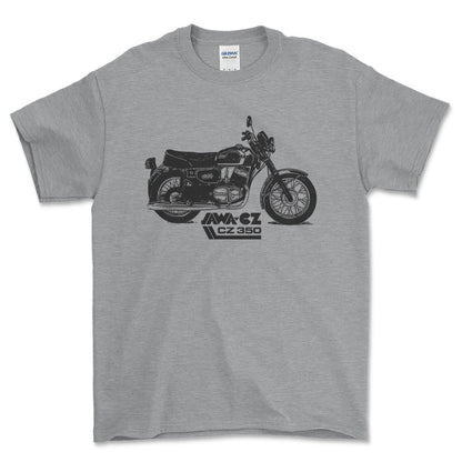 Jawa Cz 350 Unisex T-Shirt , Bomuld-Beklædning-Jawa-Grå Sport-S-Forside-Garage Culture Shop- garage - man cave - merchandise