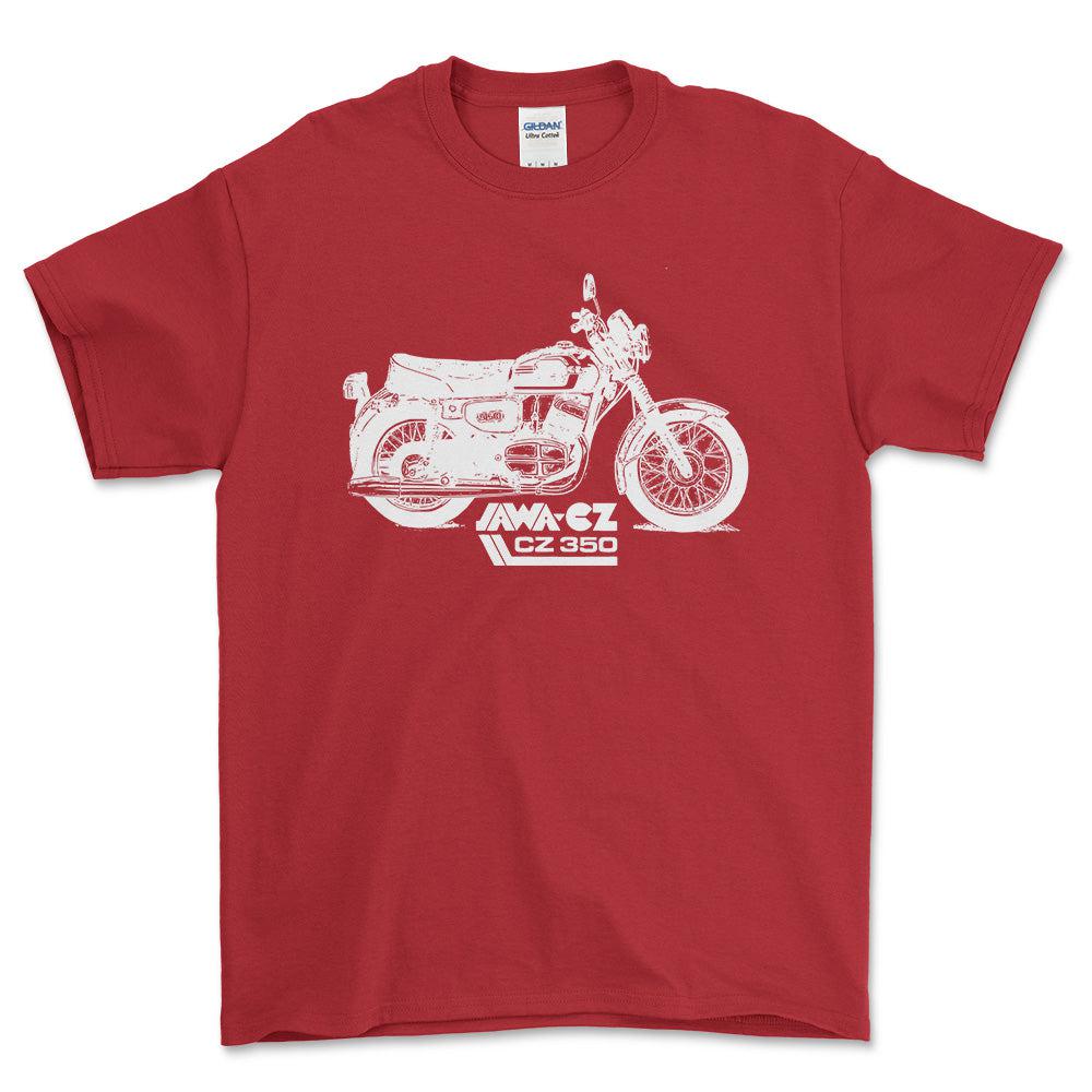 Jawa Cz 350 Unisex T-Shirt , Bomuld-Beklædning-Jawa-Rød-S-Forside-Garage Culture Shop- garage - man cave - merchandise