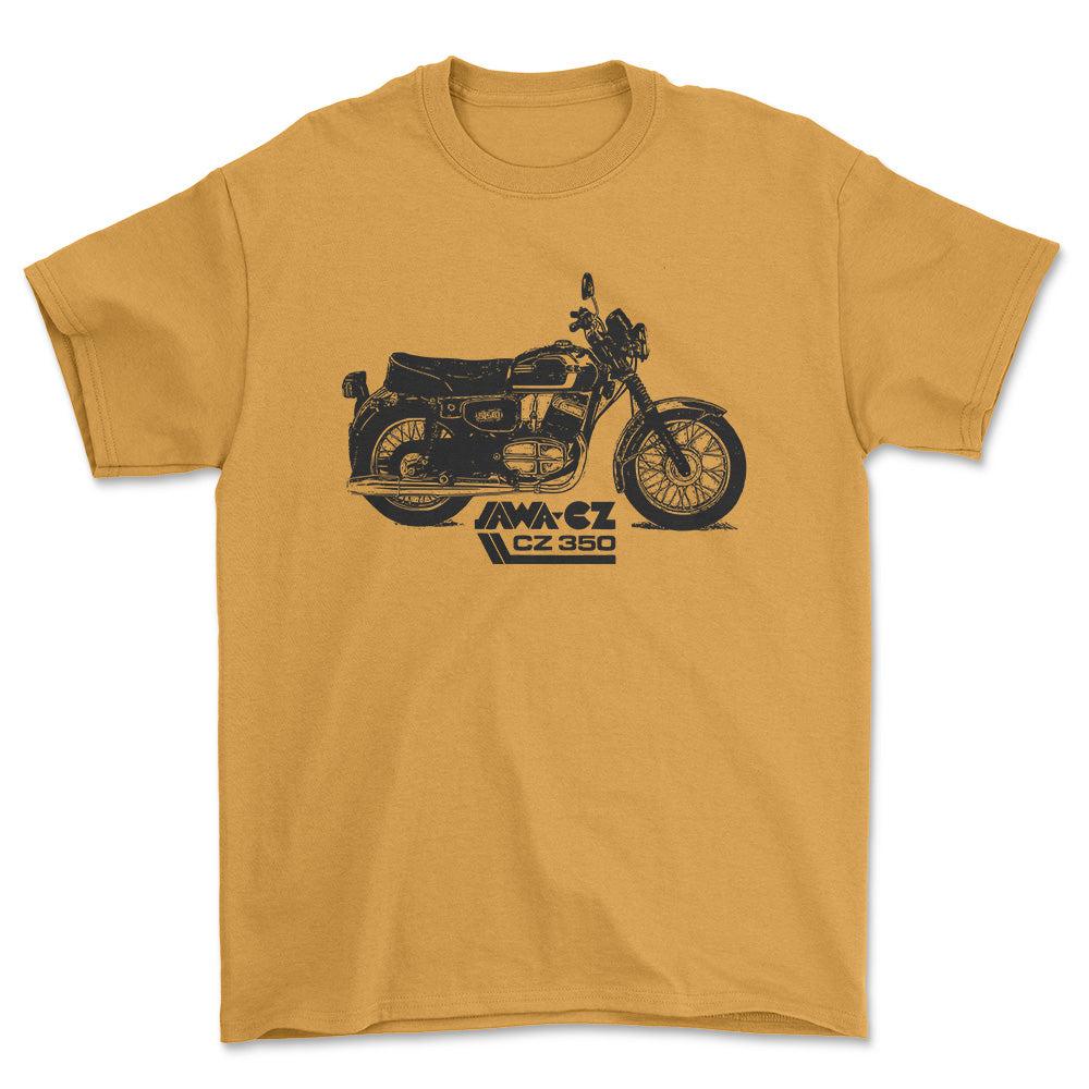 Jawa Cz 350 Unisex T-Shirt , Bomuld-Beklædning-Jawa-Guld-S-Forside-Garage Culture Shop- garage - man cave - merchandise