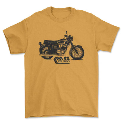 Jawa Cz 350 Unisex T-Shirt , Bomuld-Beklædning-Jawa-Guld-S-Forside-Garage Culture Shop- garage - man cave - merchandise