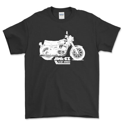 Jawa Cz 350 Unisex T-Shirt , Bomuld-Beklædning-Jawa-Sort-S-Forside-Garage Culture Shop- garage - man cave - merchandise