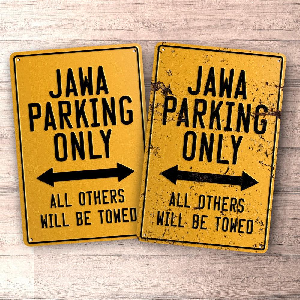 Jawa Parking Only Skilte, Musemåtte, Dørmåtte , Plakat-Parking skilte-Jawa-Garage Culture Shop- garage - man cave - merchandise