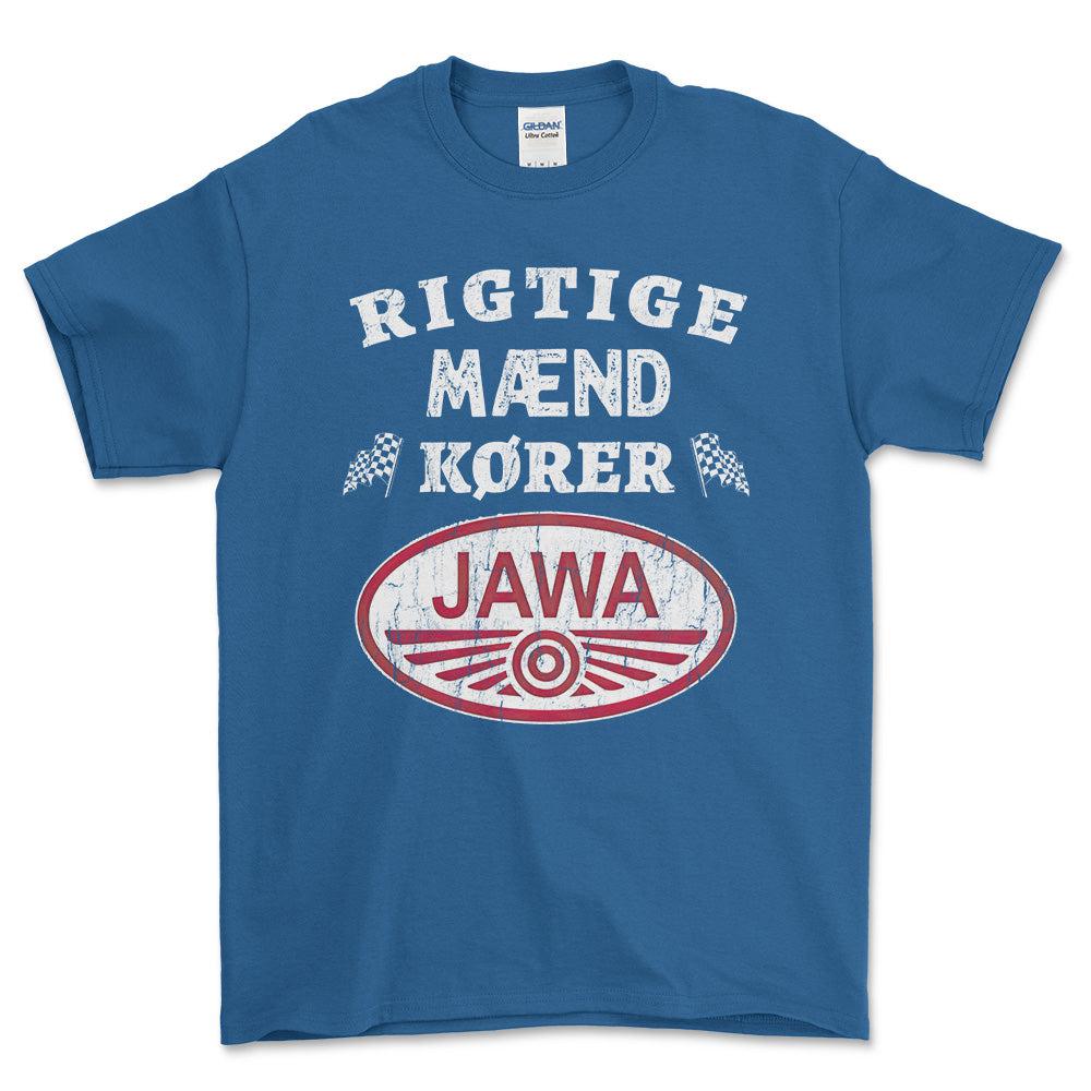 Jawa Rigtige Mænd Kører - Unisex T-Shirt , Bomuld-Beklædning-Jawa-Blå Royal-S-Forside-Garage Culture Shop- garage - man cave - merchandise