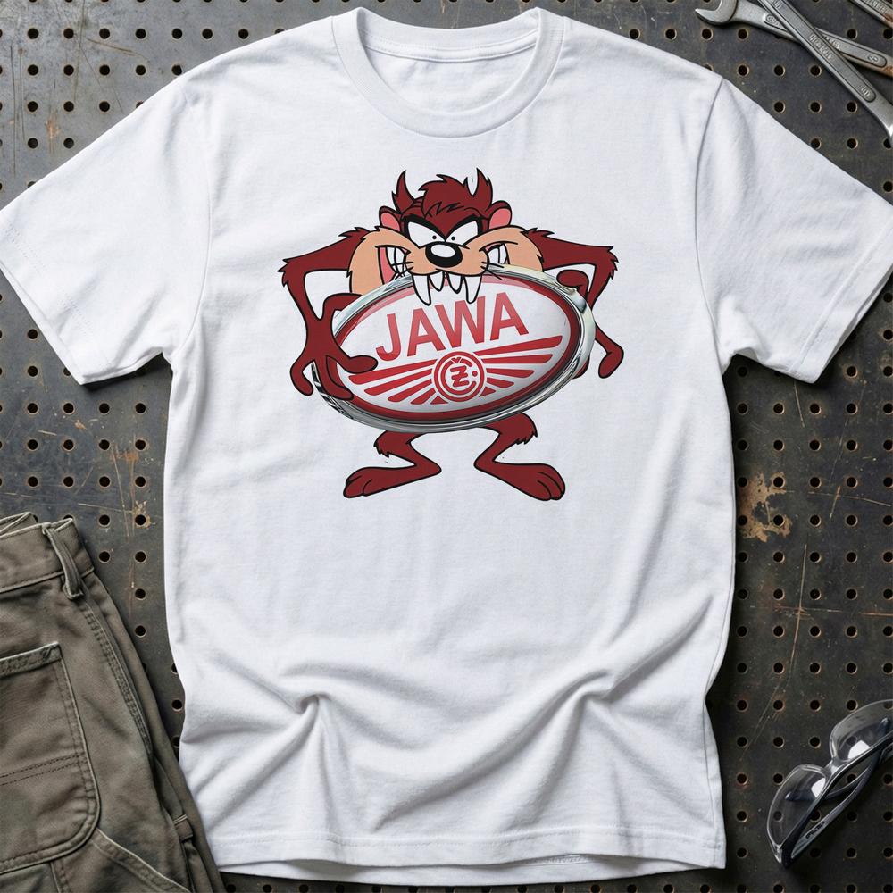 Jawa TAZ Unisex T-Shirt , Bomuld-Beklædning-Jawa-Hvid-S-Garage Culture Shop- garage - man cave - merchandise