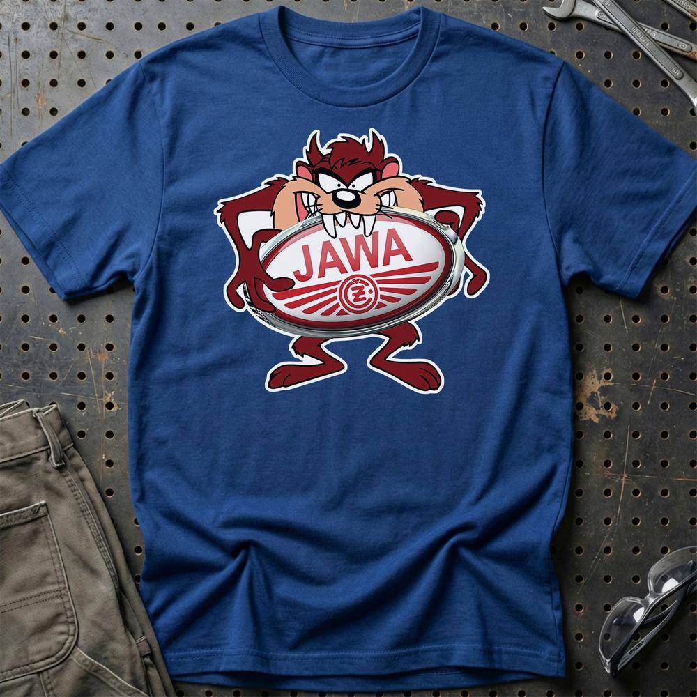 Jawa TAZ Unisex T-Shirt , Bomuld-Beklædning-Jawa-Blå Royal-S-Garage Culture Shop- garage - man cave - merchandise