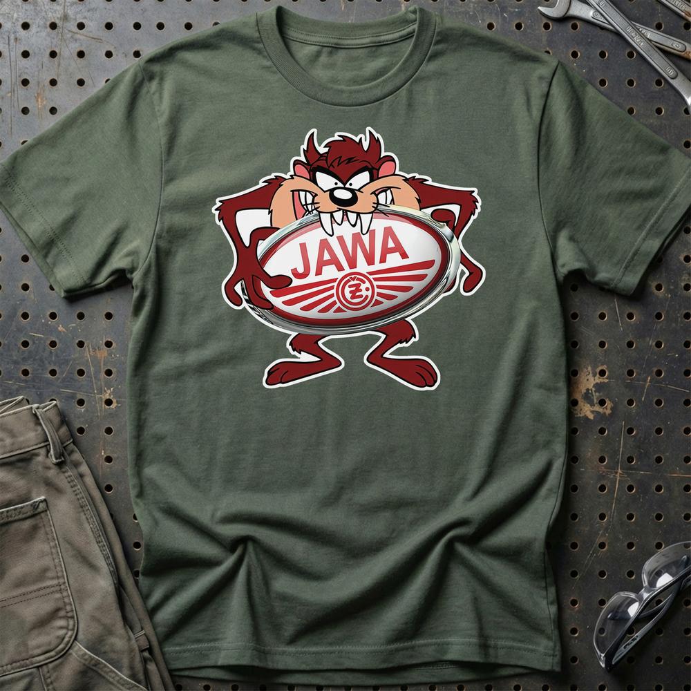 Jawa TAZ Unisex T-Shirt , Bomuld-Beklædning-Jawa-Grøn Militær-S-Garage Culture Shop- garage - man cave - merchandise